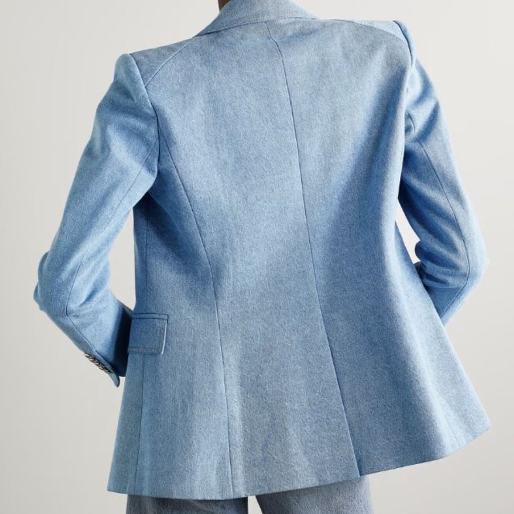 Veronica Beard Miller Dickey Double-breasted Denim Dickey Jacket, Hot! Size 0 - Picture 2 of 15